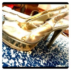 Bebe Gold Leather Super High Heels